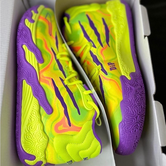 Puma MB.03 Spark LaMelo Ball Basketball Shoes Yellow and Purple Glimmer 10.5 - Picture 9 of 17